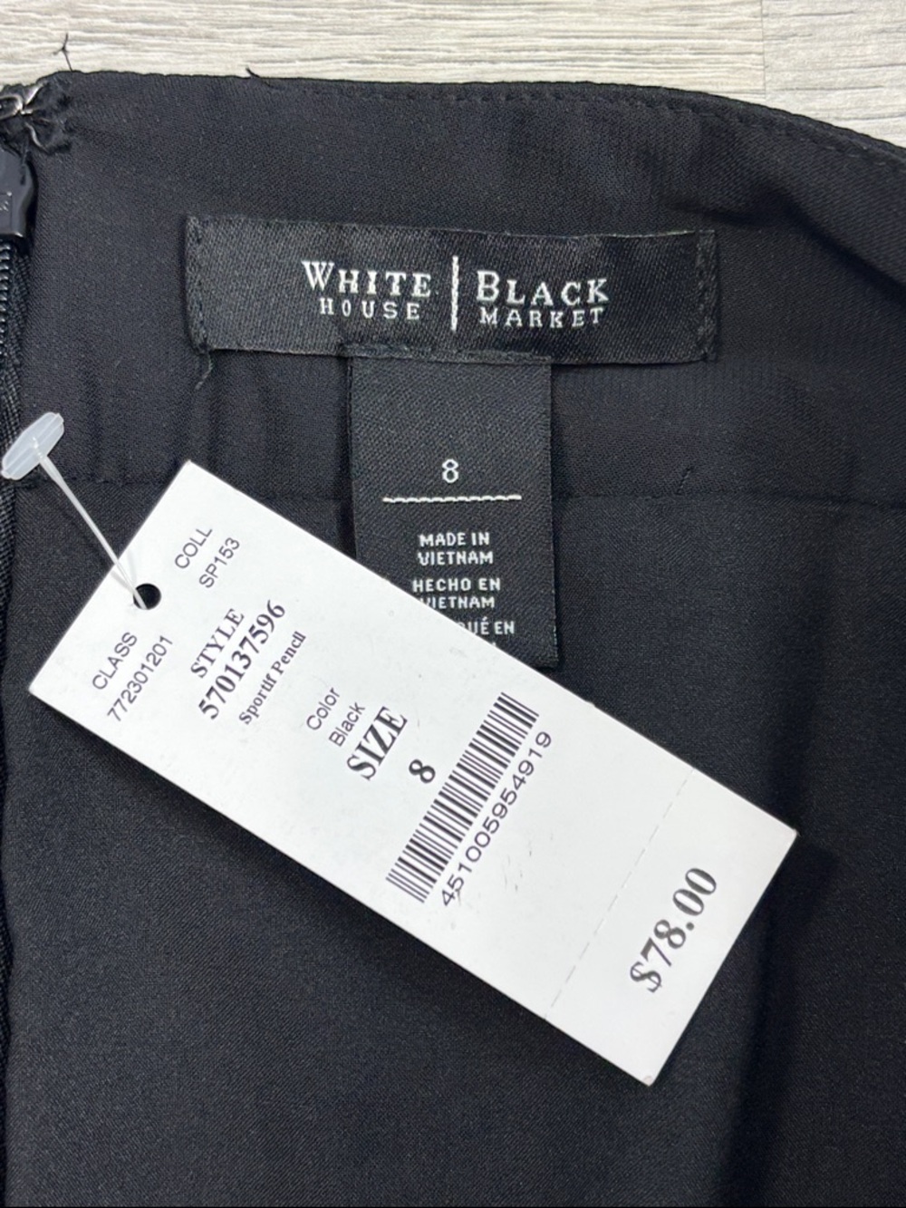 WHBM White House Black Market Black Lined Skirt - 8 NWT - Picture 7 of 8
